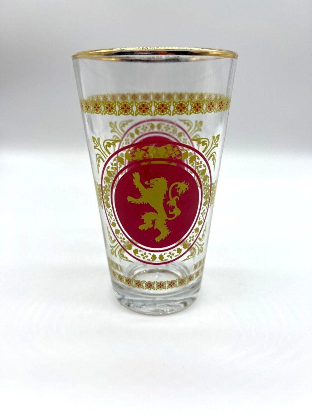 Game Of Thrones GOT Lion Pint Glass Gold Rim Barware 16 Oz.